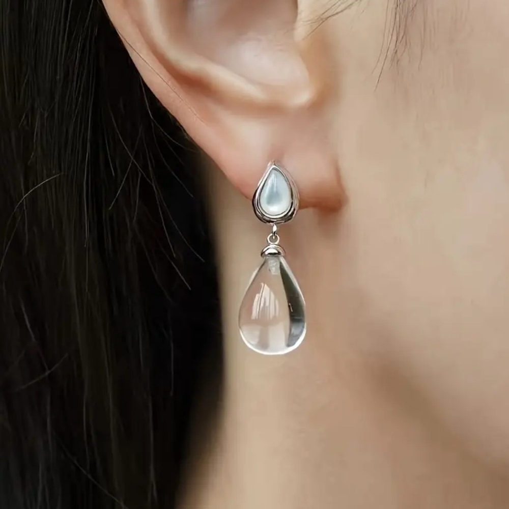 Waterdrop Dangle Earrings Pearl Teardrop Bridal Style